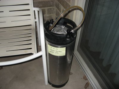 The weather was so warm that the keg of Emiko's home brewed beer didn't stay cold on the patio.