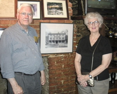 Don & Anne with Old Photo of of the McDonald House, donated by Anne 