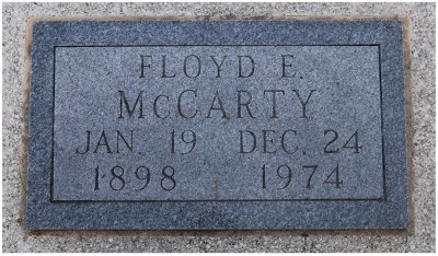 Floyd Elmer McCarty was born on, 19 January 1898, in Johnson, Johnson County Nebraska. On 28 February 1923, in Lincoln, Lancaster County Nebraska, he married, Hilda Maria Theresia Miller. Together this couple shared four children. Floyd passed away in Falls City, Richardson County Nebraska, on, 24 December 1974. He’s buried in Steele Cemetery, Falls City, Richardson County, Nebraska.