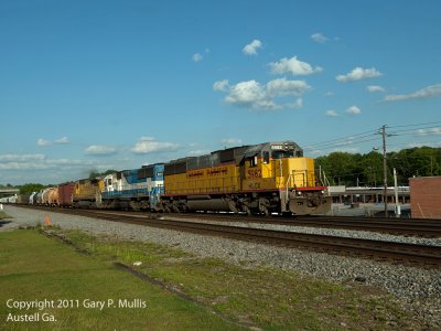 Wide angle view of a colorful train.tif