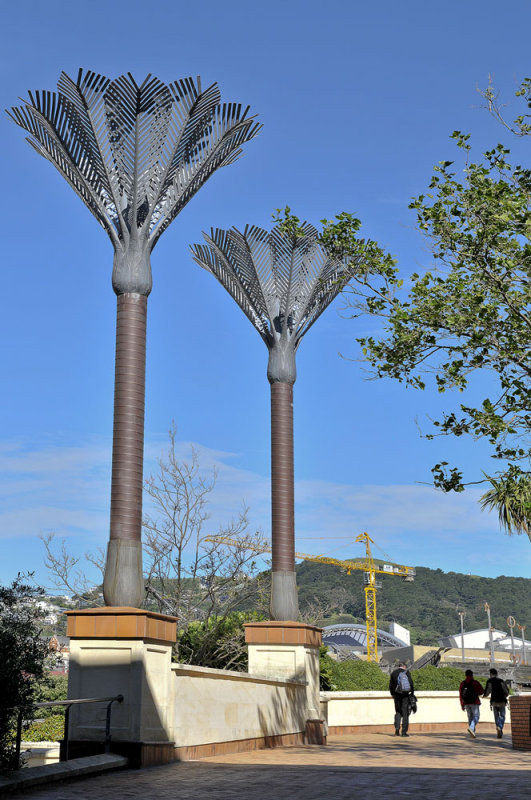 metal palm trees in Civic Square