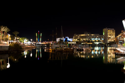 Eilat harbour at night