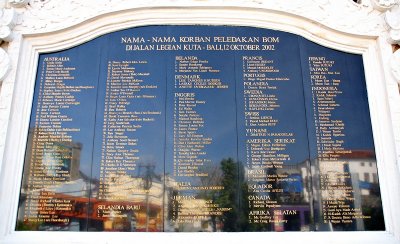 Names of the innocent victims of the 2002 Bali bombings