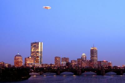 Back Bay Skyline at Twilight with Blimp