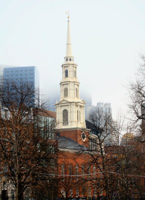 Park Street Church in Winter Fog