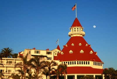 Hotel Del Coronado and Nearly Full Moon