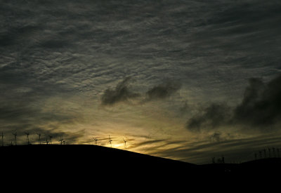 Sunrise with Windmills, Altamont Pass  by Typeaux