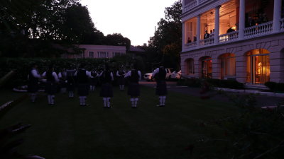 The guests watch from the piazzas, as the sun goes down.