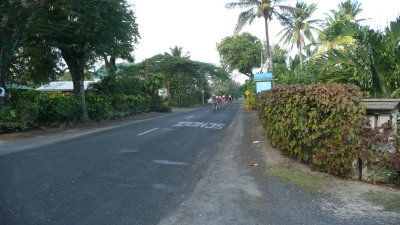 Our last day on Rarotonga and there was a bicycle race around the island.  Here comes the peleton!