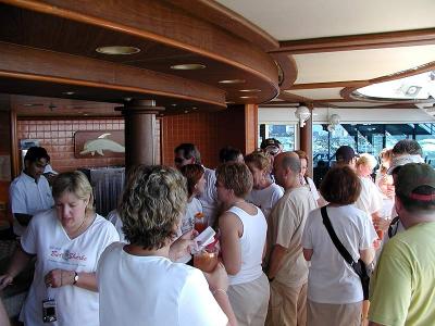 Bar Sharks finally meeting in person after months together on the Internet on CruiseCritic.com.