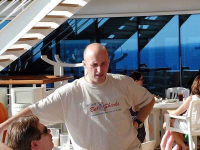 Dave chats with his new Bar Sharks friends.
