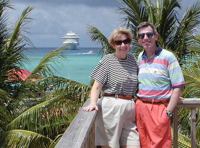 Bob and Judy on the observation tower on Princess Cays
