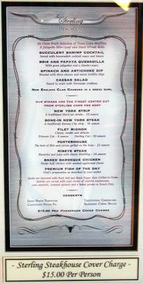 The Sterling Steak House Menu