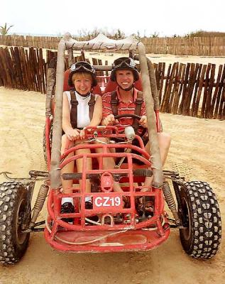 Bob and Judy prepare to take off on the Off Road Kart Adventure.