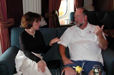 Shelly and Jeff chat at the Bar Sharks last Meet & Mingle Friday evening.