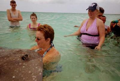 Pat is eye to eye with the stingray.