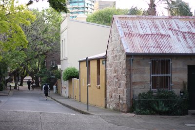 IN TRANSIT Sydney Place, Woolloomooloo, Snad stone house 1810, Gov Macquarie's milk shed