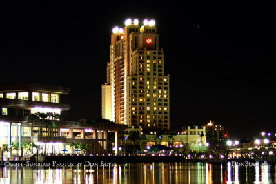 2011 - a night time view of the Tampa Convention Center and the Tampa Marriott Waterside Hotel stock photo #5631C