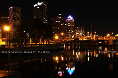 2011 - night time view of downtown Tampa with the Platt Street bridge over the Hillsborough River in the foreground #5633C