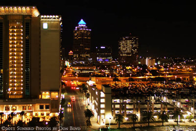 2011 - looking north on Florida Avenue at downtown Tampa at night from the Tampa Marriott Waterside Hotel stock photo #5559
