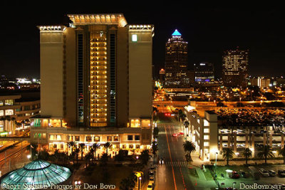 2011 - the Embassy Suites and downtown Tampa at night from the Tampa Marriott Waterside Hotel stock photo #5562