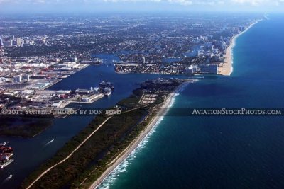 2011 - John U. Lloyd State Park, Port Everglades Inlet and Ft. Lauderdale beaches landscape aerial stock photo