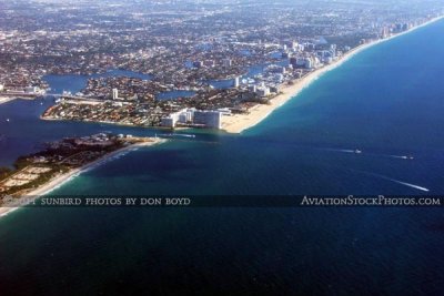 2011 - Port Everglades Inlet and Ft. Lauderdale beaches landscape aviation stock photo