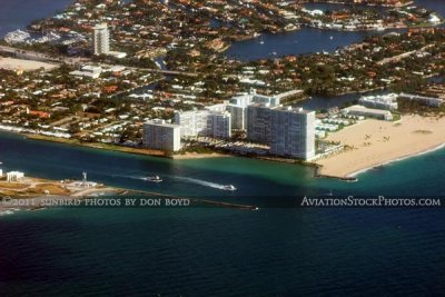 2011 - Port Everglades Inlet and the southern end of Ft. Lauderdale beaches landscape aerial stock photo