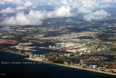 2011 - Ft. Lauderdale beaches, Port Everglades and Ft. Lauderdale-Hollywood International Airport aerial stock photo