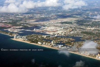 2011 - Ft. Lauderdale beaches, Port Everglades and Ft. Lauderdale-Hollywood International Airport aerial stock photo