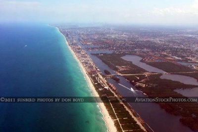 2011 - coastline from Dania Beach to Hollywood and beyond landscape aerial stock photo