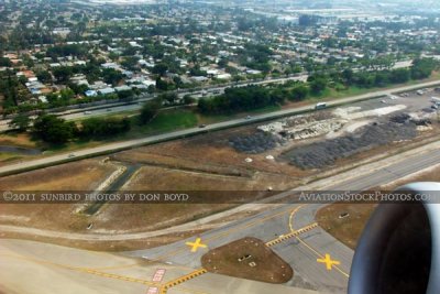 2011 - the south side of FLL and the Dania Beach residential community south of the airport aerial stock photo