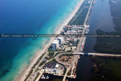 2011 - East Dania Beach Boulevard and A1A in Dania Beach landscape aerial stock photo