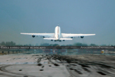 2012 - Lufthansa A380-841 D-AIMC Peking lifting off from runway 27 at MIA airline aviation stock photo