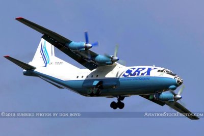 2012 - Avialeasing Antonov AN-12B UK 12005 on short final approach to Opa-locka Executive Airport aviation stock photo