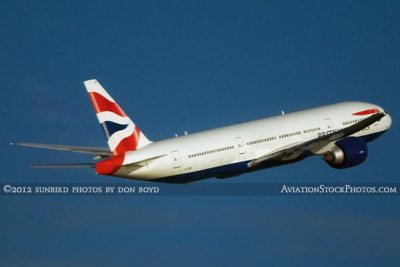 2012 - British Airways B777-236 G-VIIR taking off at TPA airline aviation stock photo