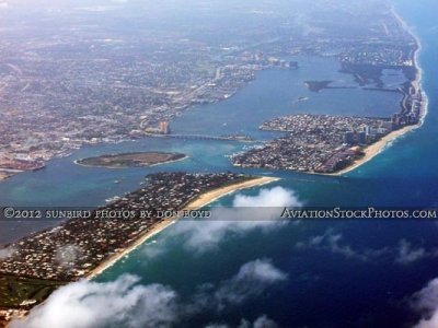 2012 - Palm Beach, Peanut Island, Lake Worth Inlet and Singer Island aerial landscape stock photo