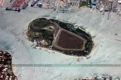 2012 - Palm Beach (left bottom), Port of Palm Beach (top) and Peanut Island landscape aerial stock photo
