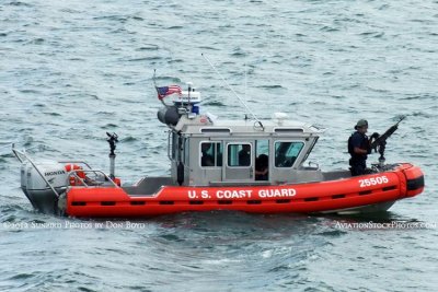 Coast Guard 25-Foot Defender Class Boat CG-25505 patrolling near the newly commissioned USCGC BERNARD C. WEBBER