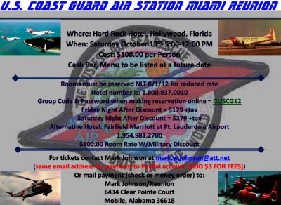 2012 Coast Guard Air Station Miami REUNION - click on image to see the information regarding the reunion on October 13, 2012