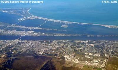 Cape Canaveral (top left), Cocoa Beach and Cocoa aerial stock photo #7181