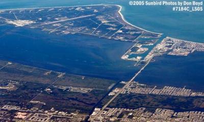Cape Canaveral and Port Canaveral (top) and Merritt Island (bottom) aerial stock photo #7184C