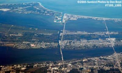 Cape Canaveral and Port Canaveral (top), Merritt Island (middle) and Cocoa (bottom) aerial stock photo #7185