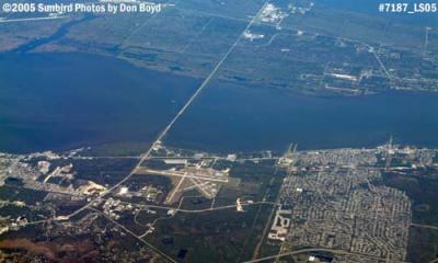 2005 - Titusville and Titusville Airport (bottom) and Merritt Island (top) aerial stock photo #7187