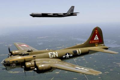 B-17G Flying Fortress Thunderchief and B-52H Stratofortress in Heritage Flight at Barksdale, AFB