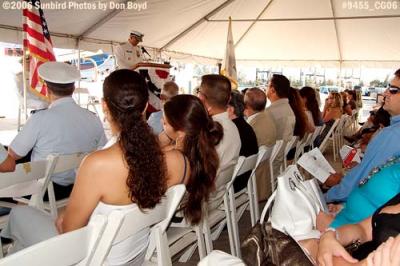 VADM Brian D. Peterman speaking to the audience at the USCGC GENTIAN's (WIX 290) decommissioning ceremony stock photo #9455