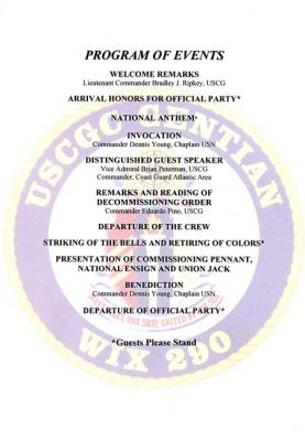 USCGC GENTIAN (WIX 290) Decommissioning Ceremony Program of Events