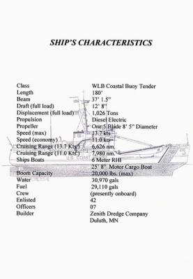 USCGC GENTIAN (WIX 290) Decommissioning Ceremony Booklet - Ship's Characteristics
