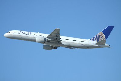 The 757 of the newly merged United-Continental taking off from LAX, Feb 2011