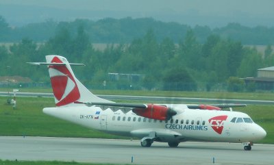 Czech Airline ATR-42 taxi in PRG, Aug 2011